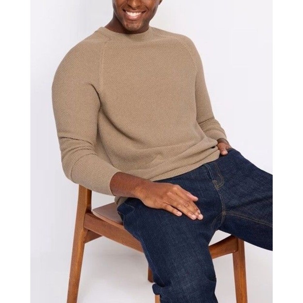 The Normal Brand Men's Coolmax Textured Crewneck Sweater Taupe L, XL MSRP $118